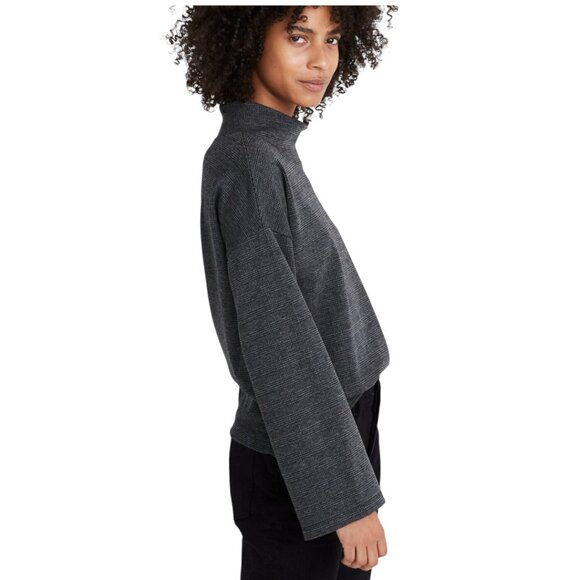 NWOT Madewell Wide-Sleeve Mock Neck Top in Glen Plaid Size Medium - Picture 3 of 14